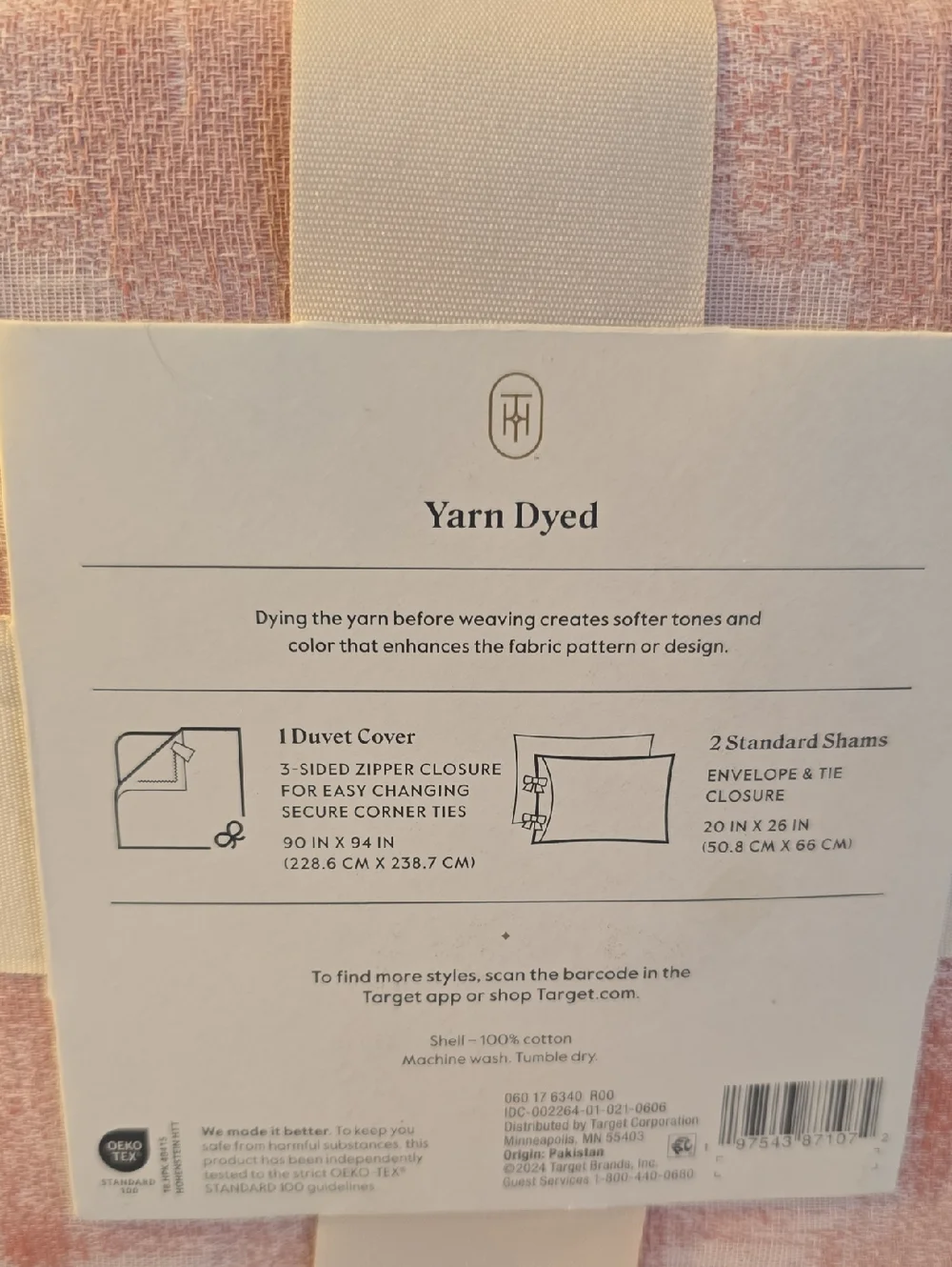 Threshold Yarn Dyed Cotton Duvet & Shams Cover Set, Full/Queen Ivory, Mauve